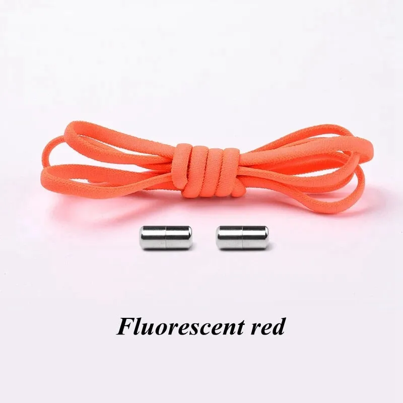 1Pair No tie Shoelaces Round Elastic Shoe Laces For Kids and Adult Sneakers Shoelace Quick Lazy Laces 19 Color Shoestrings