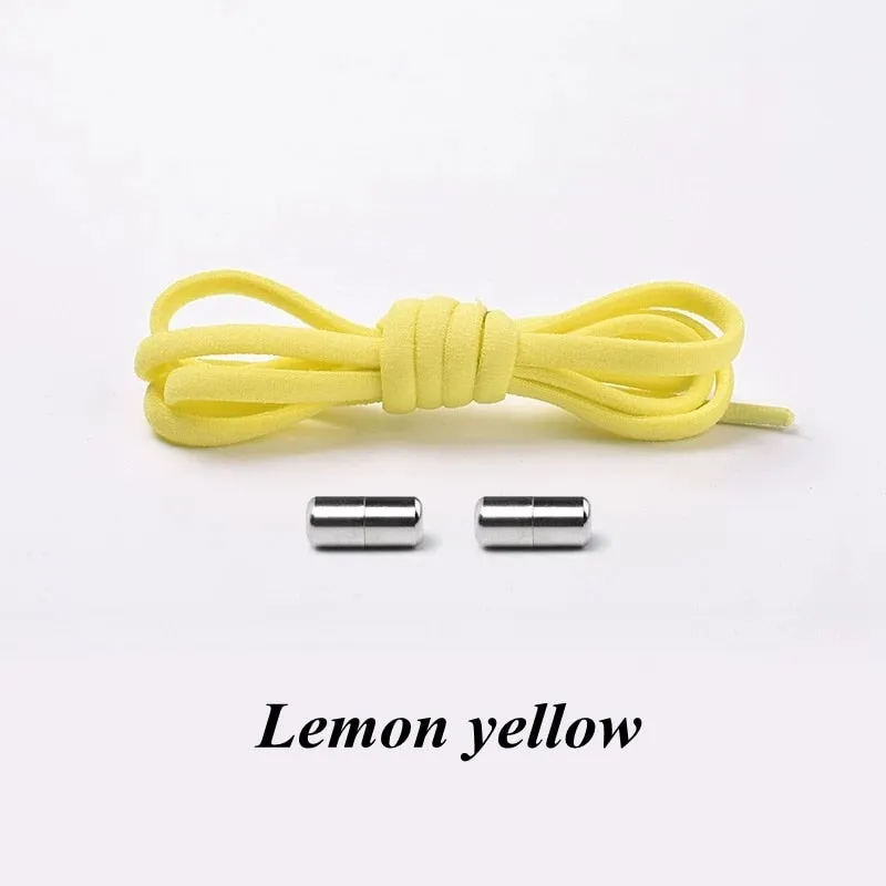 1Pair No tie Shoelaces Round Elastic Shoe Laces For Kids and Adult Sneakers Shoelace Quick Lazy Laces 19 Color Shoestrings