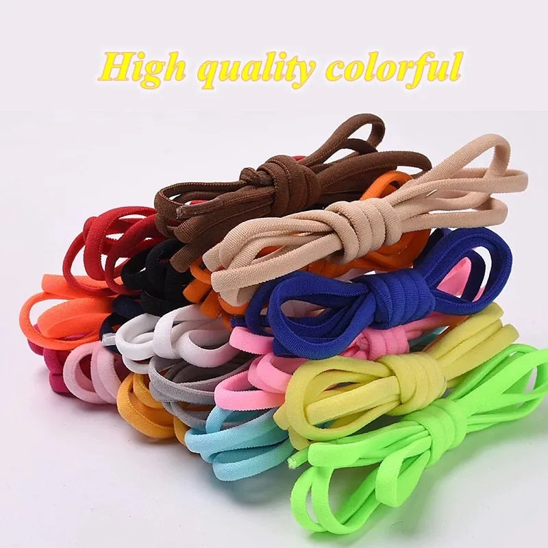 1Pair No tie Shoelaces Round Elastic Shoe Laces For Kids and Adult Sneakers Shoelace Quick Lazy Laces 19 Color Shoestrings