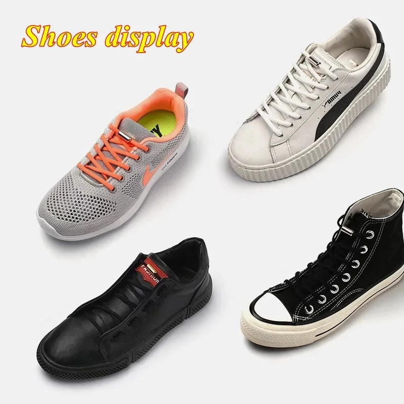 1Pair No tie Shoelaces Round Elastic Shoe Laces For Kids and Adult Sneakers Shoelace Quick Lazy Laces 19 Color Shoestrings