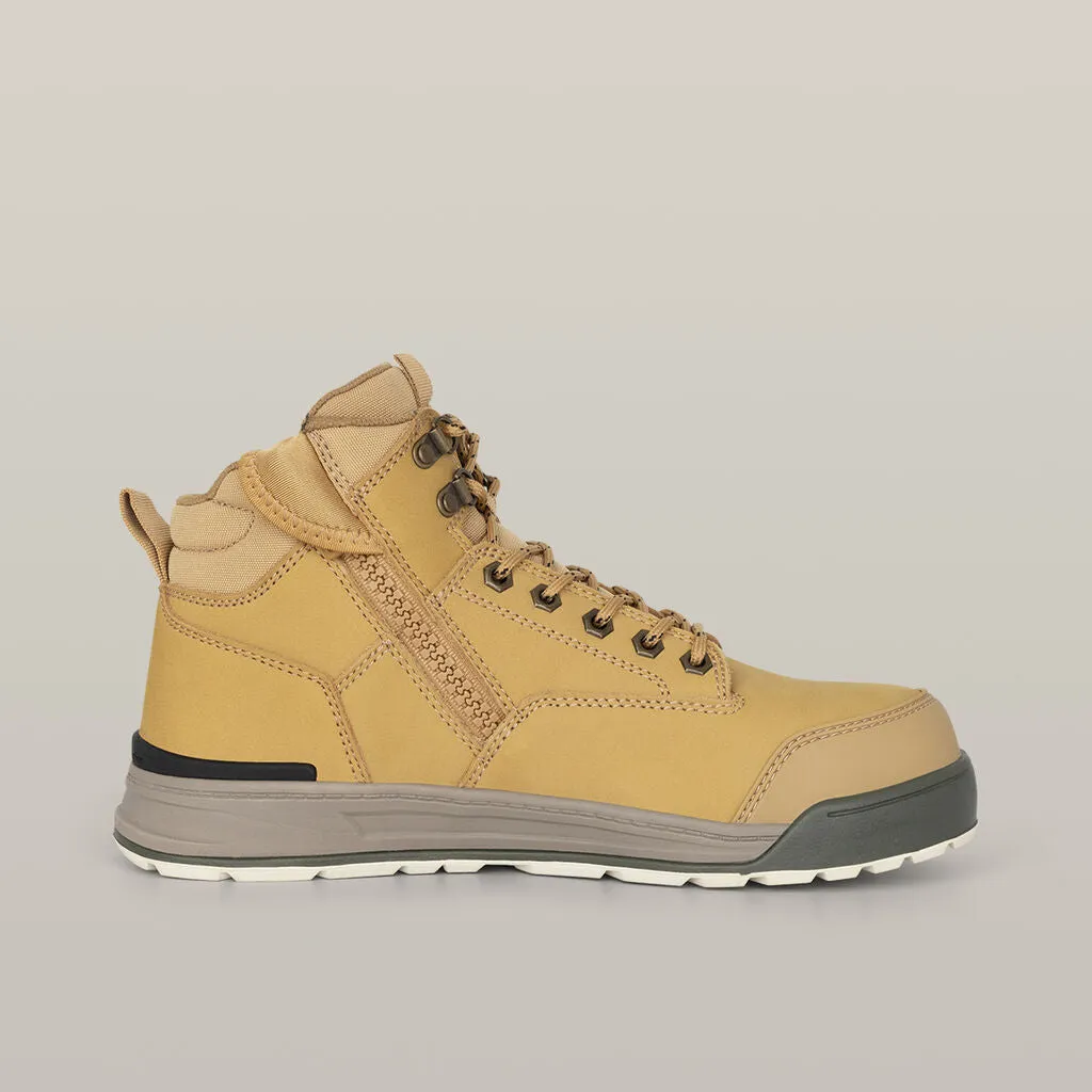 3056 Lace up & Side Zip Steel Toe Safety Boot - Y60200 (Wheat)