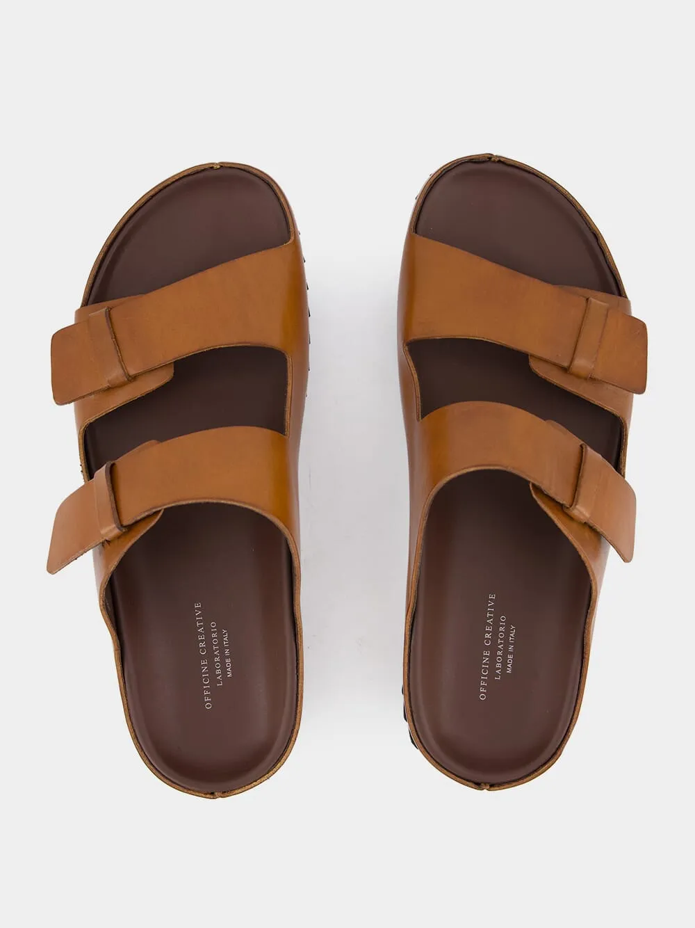 Agorà Brown Leather Slides