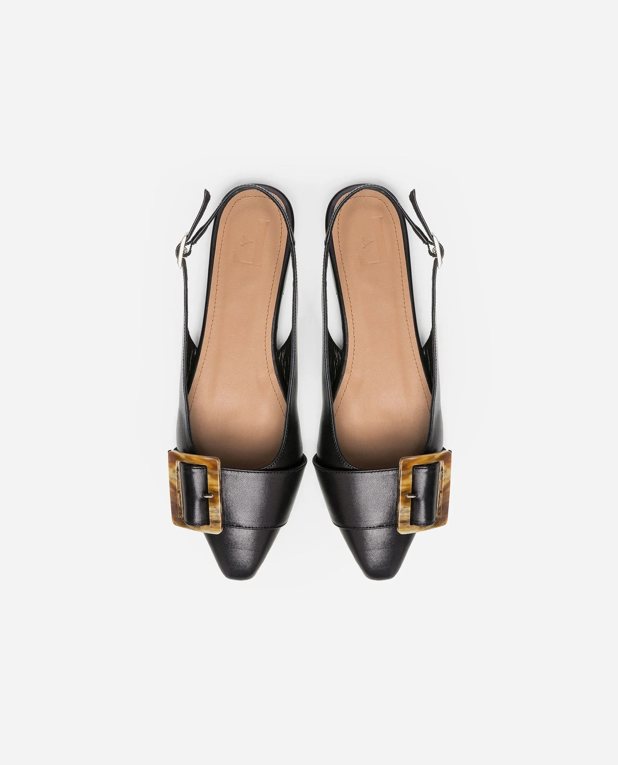 Alma Leather Black Flats