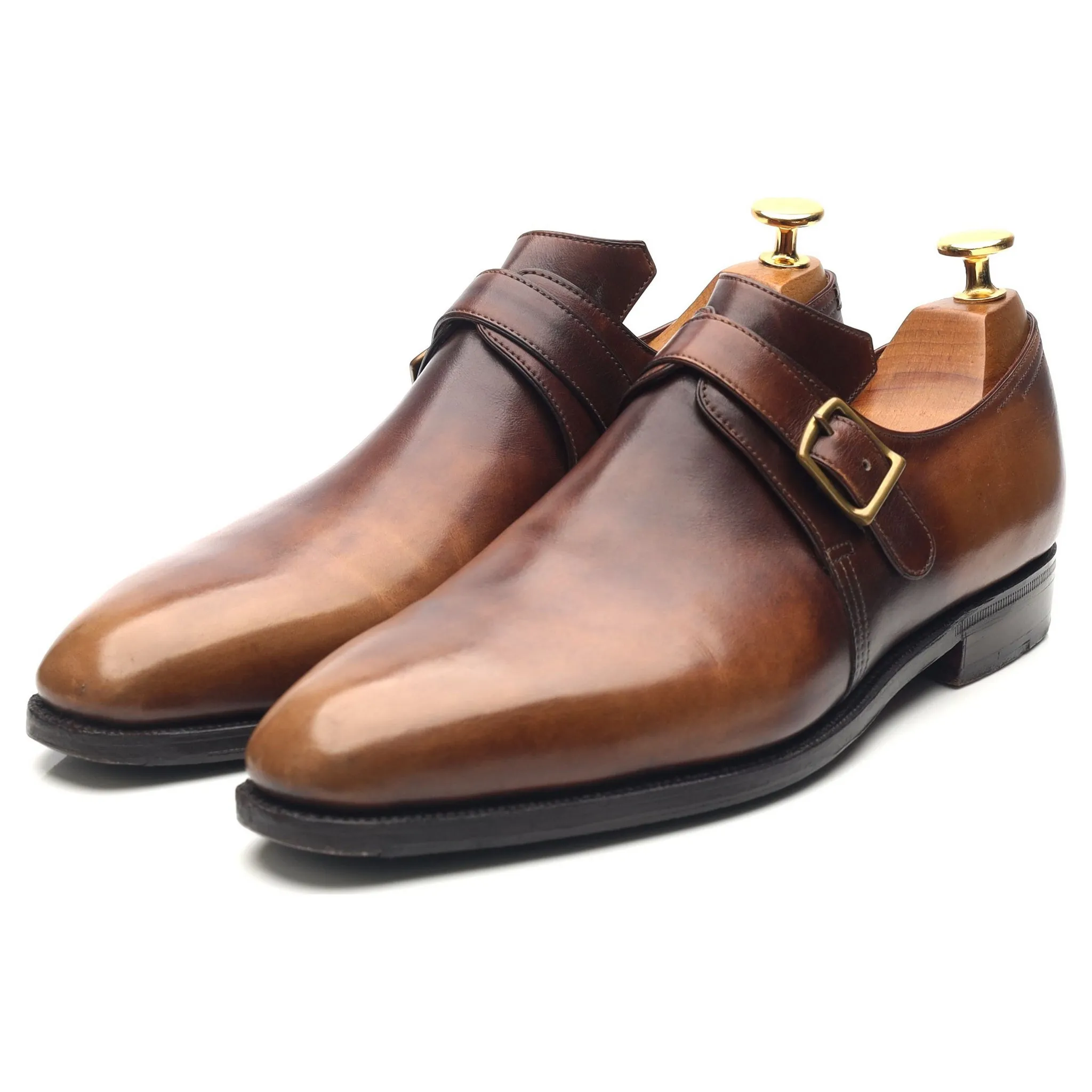 'Arca Buckle' Brown Leather Monk Strap UK 7 E