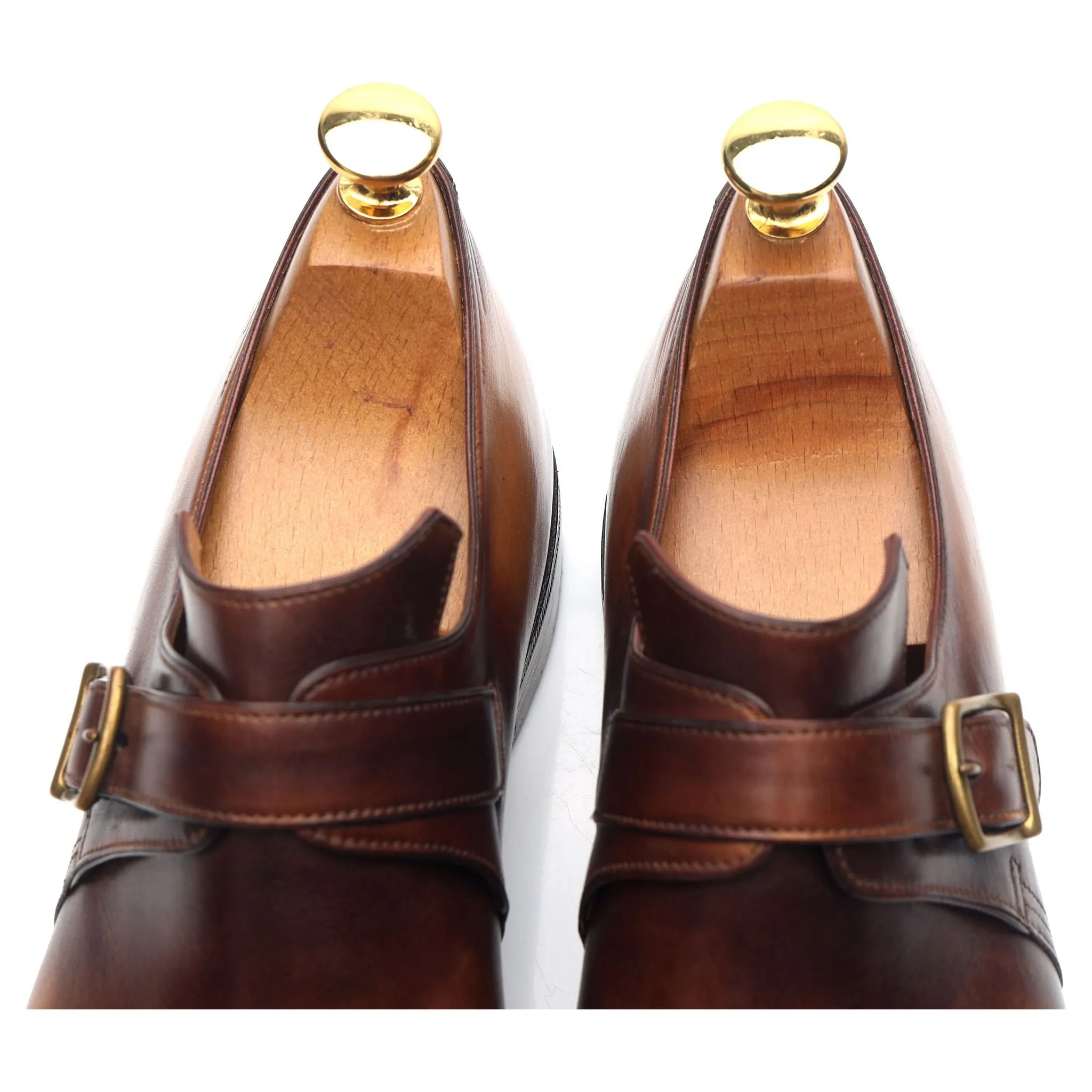 'Arca Buckle' Brown Leather Monk Strap UK 7 E