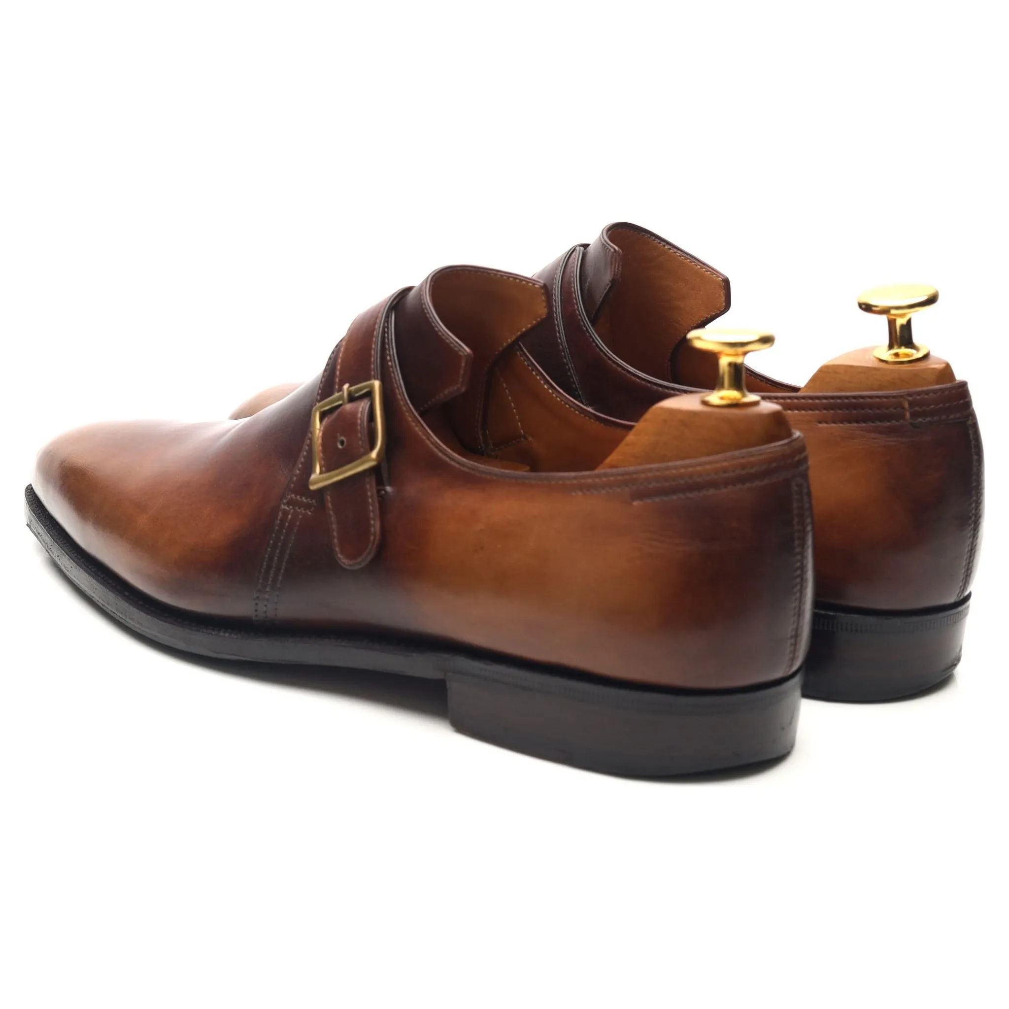 'Arca Buckle' Brown Leather Monk Strap UK 7 E