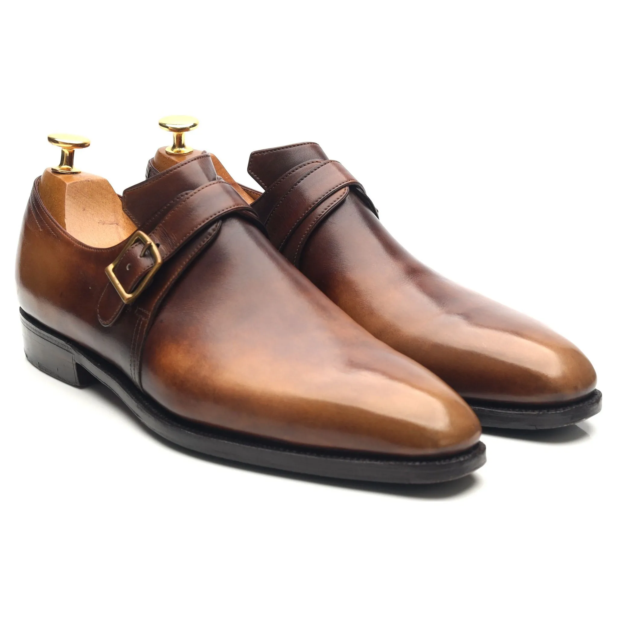 'Arca Buckle' Brown Leather Monk Strap UK 7 E