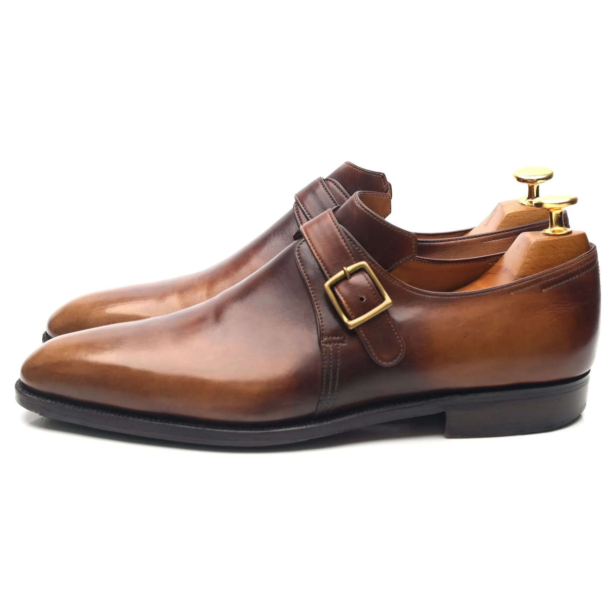 'Arca Buckle' Brown Leather Monk Strap UK 7 E