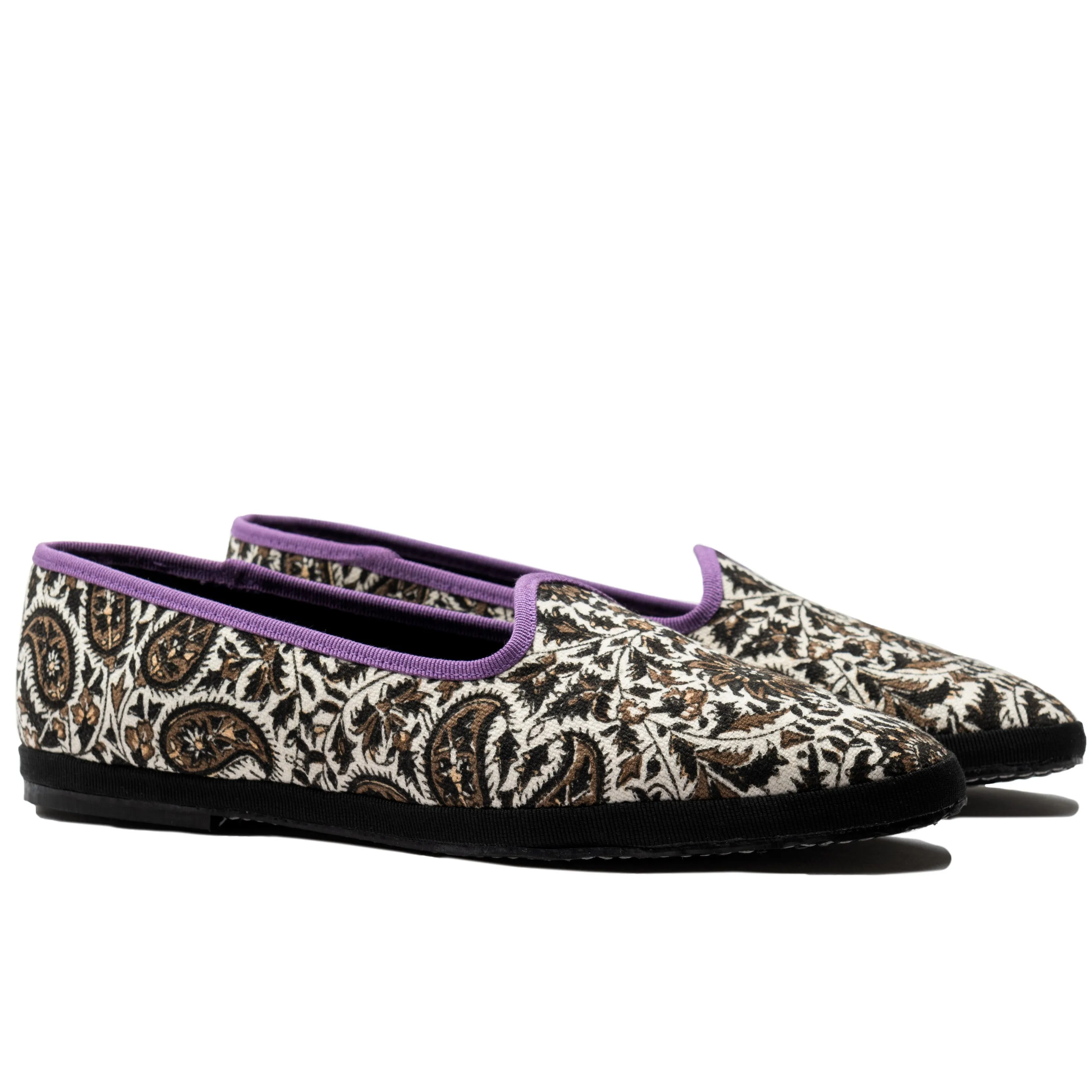 ‘Banafsh’ block print canvas loafers