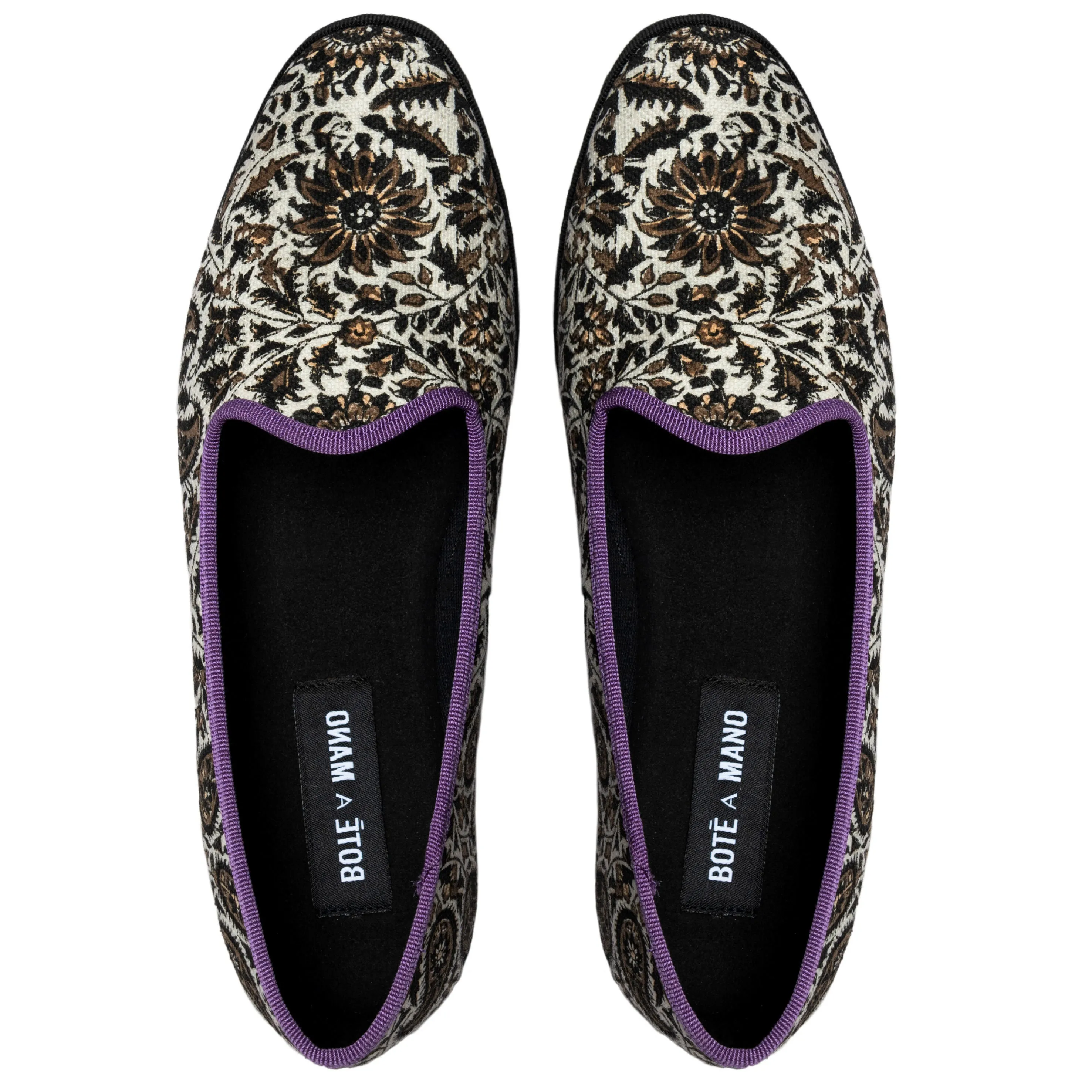 ‘Banafsh’ block print canvas loafers