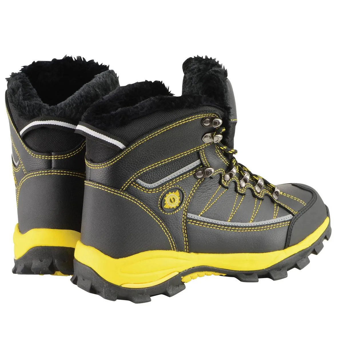 Bazalt MBM9124 Men's Faux Fur Lined Black with Yellow Water and Frost Proof Leather Outdoor Boots