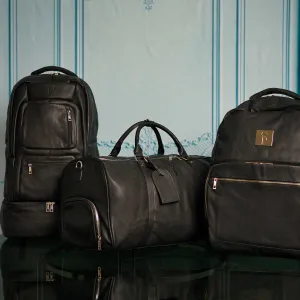 Black Tumbled Leather 3 Bag Set