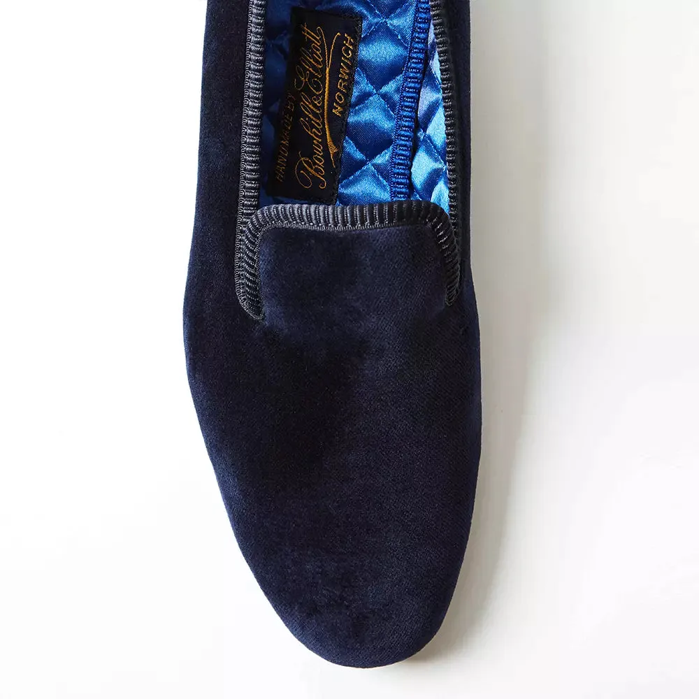 Bowhill & Elliot Navy Velvet Albert Slippers