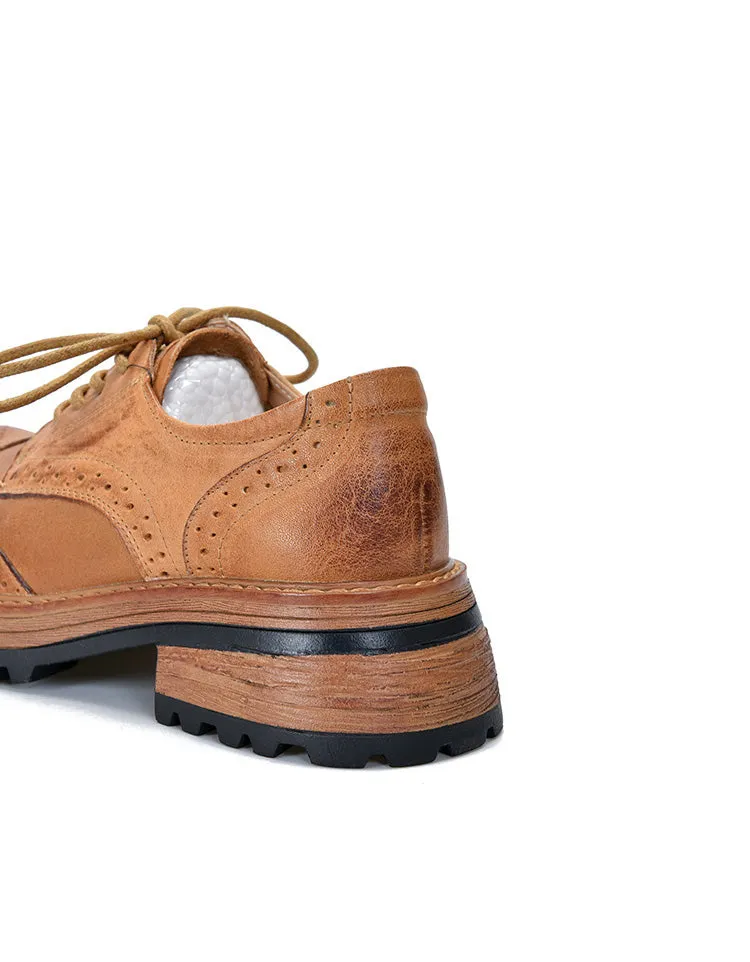 Brogue Style Wide Toe Box Oxford Shoes