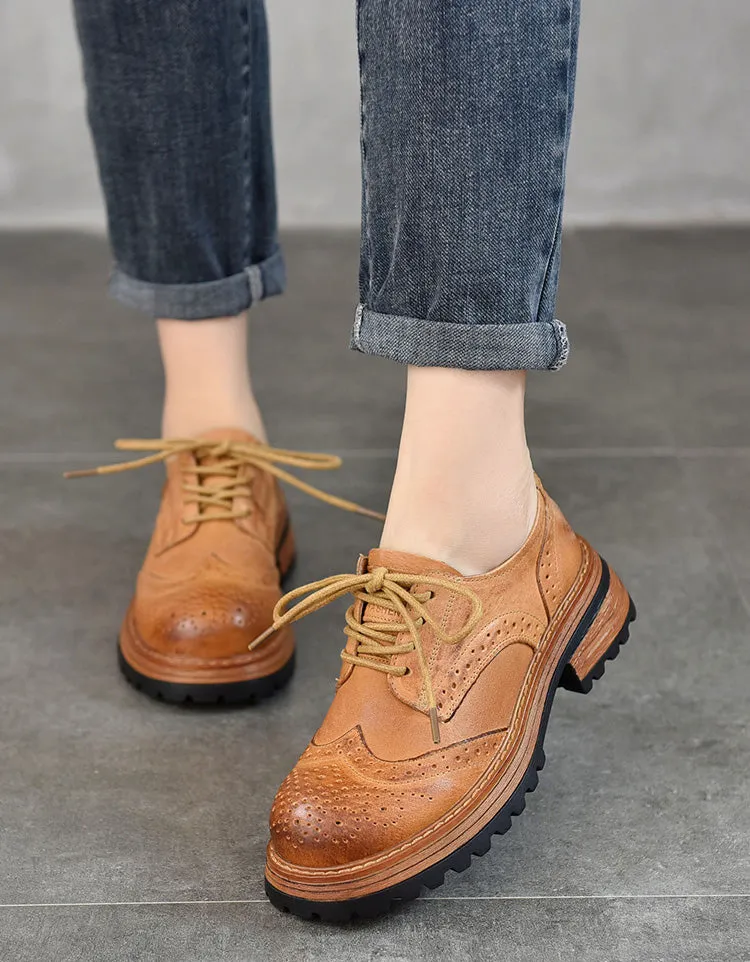 Brogue Style Wide Toe Box Oxford Shoes