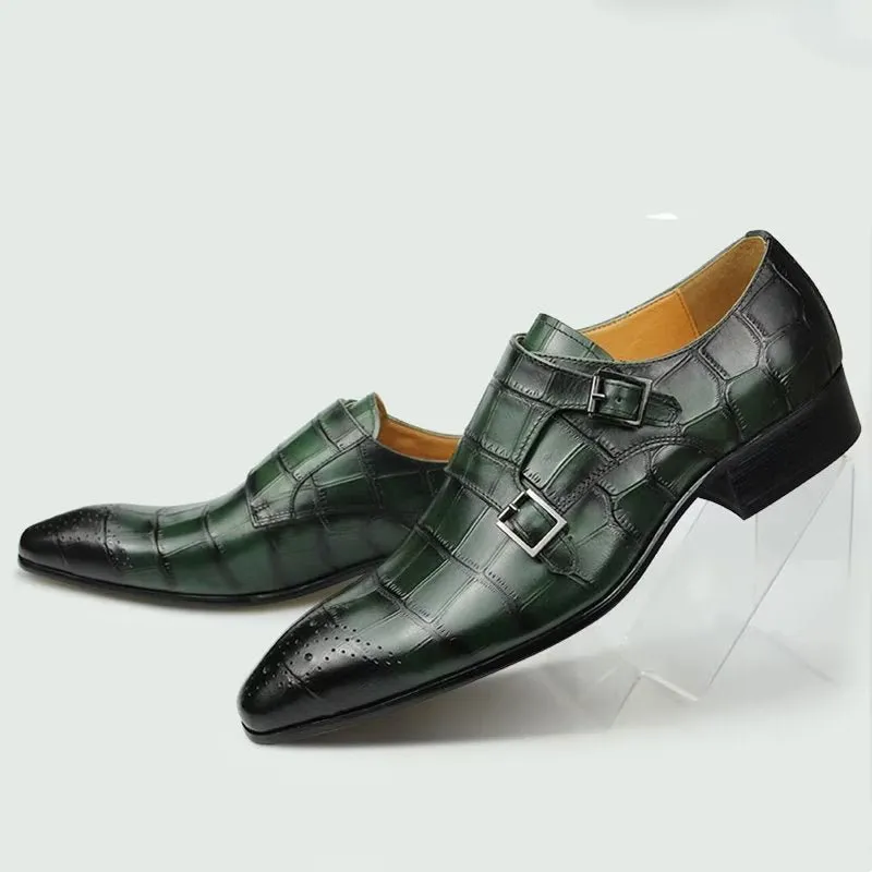 BrogueLux Custom Buckle Leather Wedding Shoes