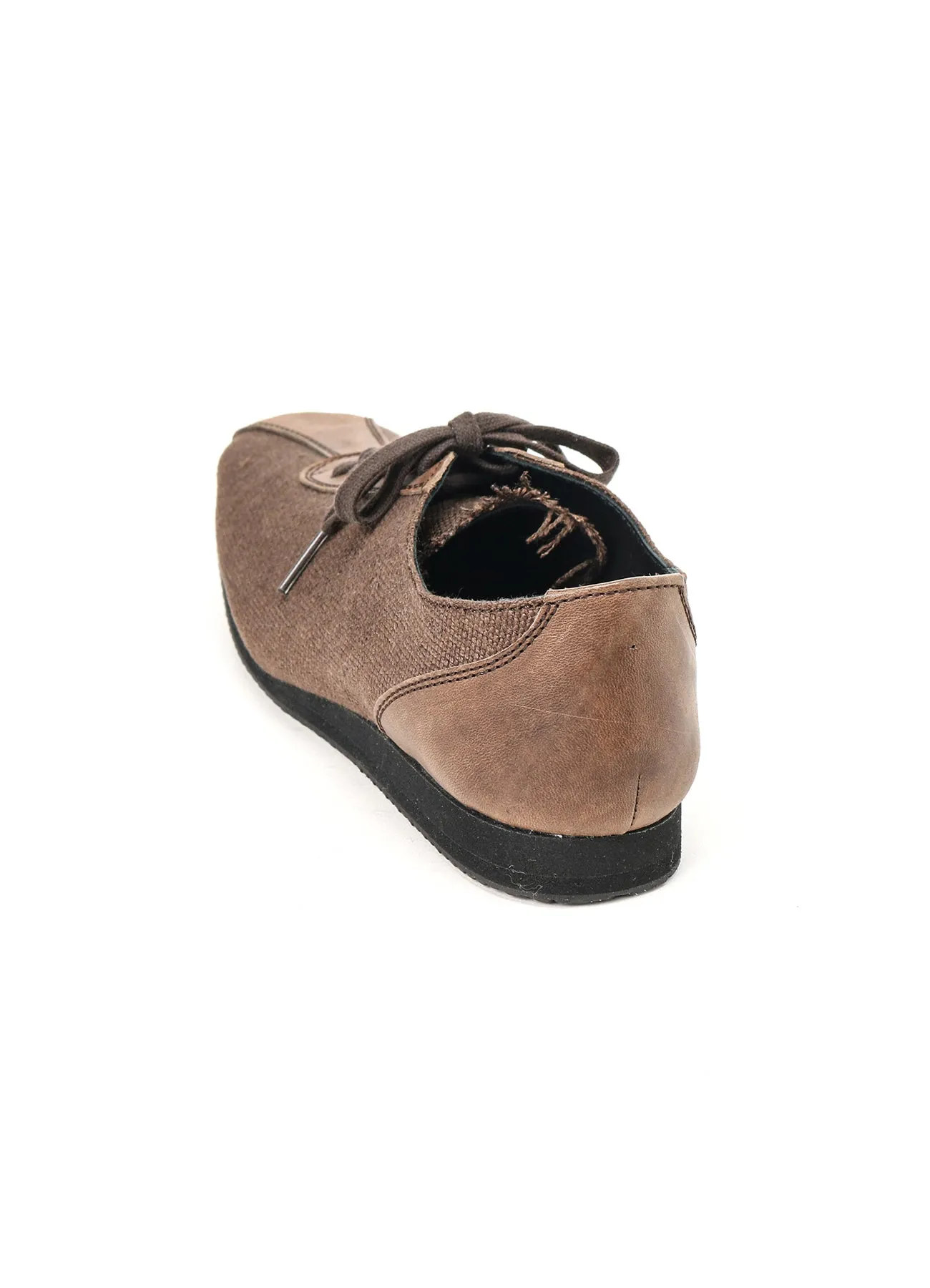 BROWN LINEN 6HOLES LOW CUT SHOES