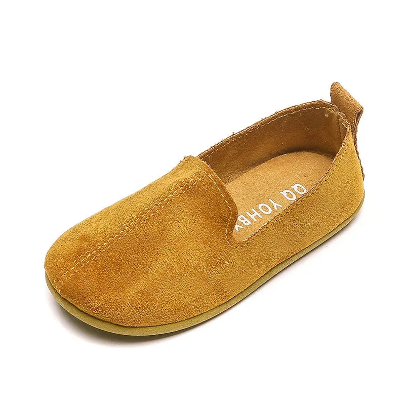 Children's Flat Shoes New Candy Color Simple Casual Shoes Loafers Slip-on Flats Lightweight Boys Girls Leather Shoes Moccasins