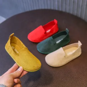 Children's Flat Shoes New Candy Color Simple Casual Shoes Loafers Slip-on Flats Lightweight Boys Girls Leather Shoes Moccasins