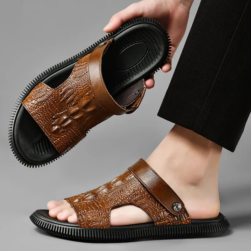 CrocoLuxe Slip-On Exotic Embossed Sandals