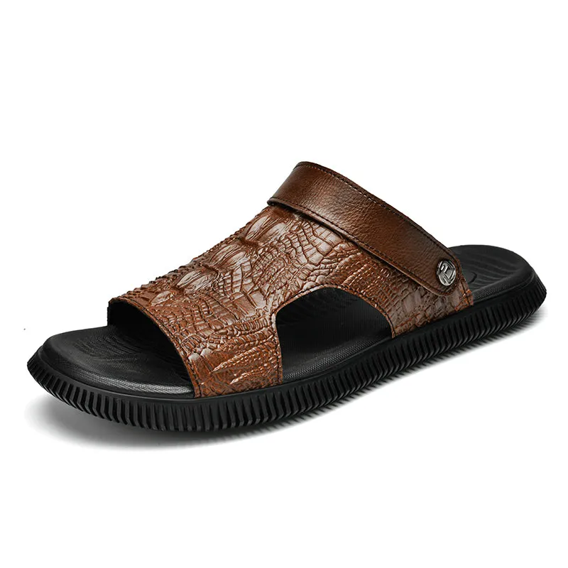 CrocoLuxe Slip-On Exotic Embossed Sandals