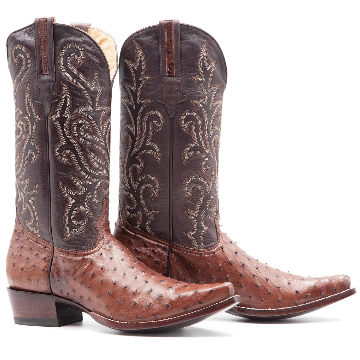 Full Quill Ostrich Boot in Brown