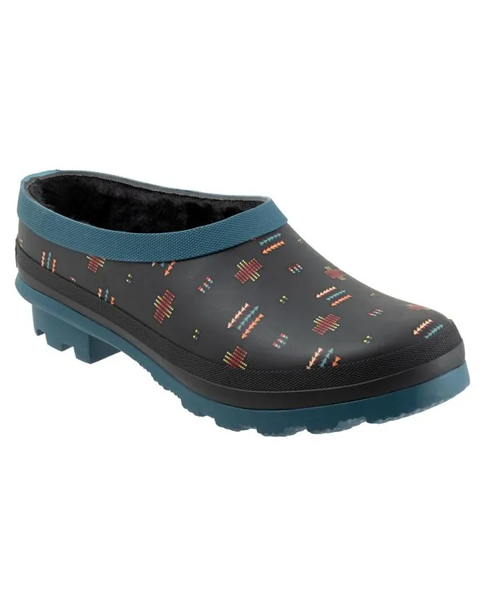 Geo Toss Pendleton Women's Fur Clogs, Blue