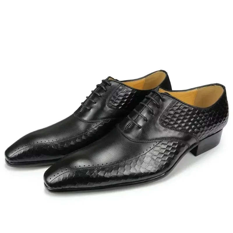 GroomLuxe Classy Brogue Leather Wedding Shoes