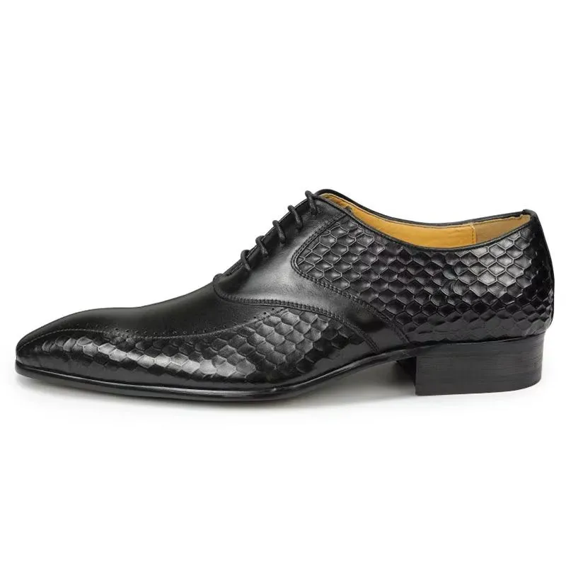 GroomLuxe Classy Brogue Leather Wedding Shoes