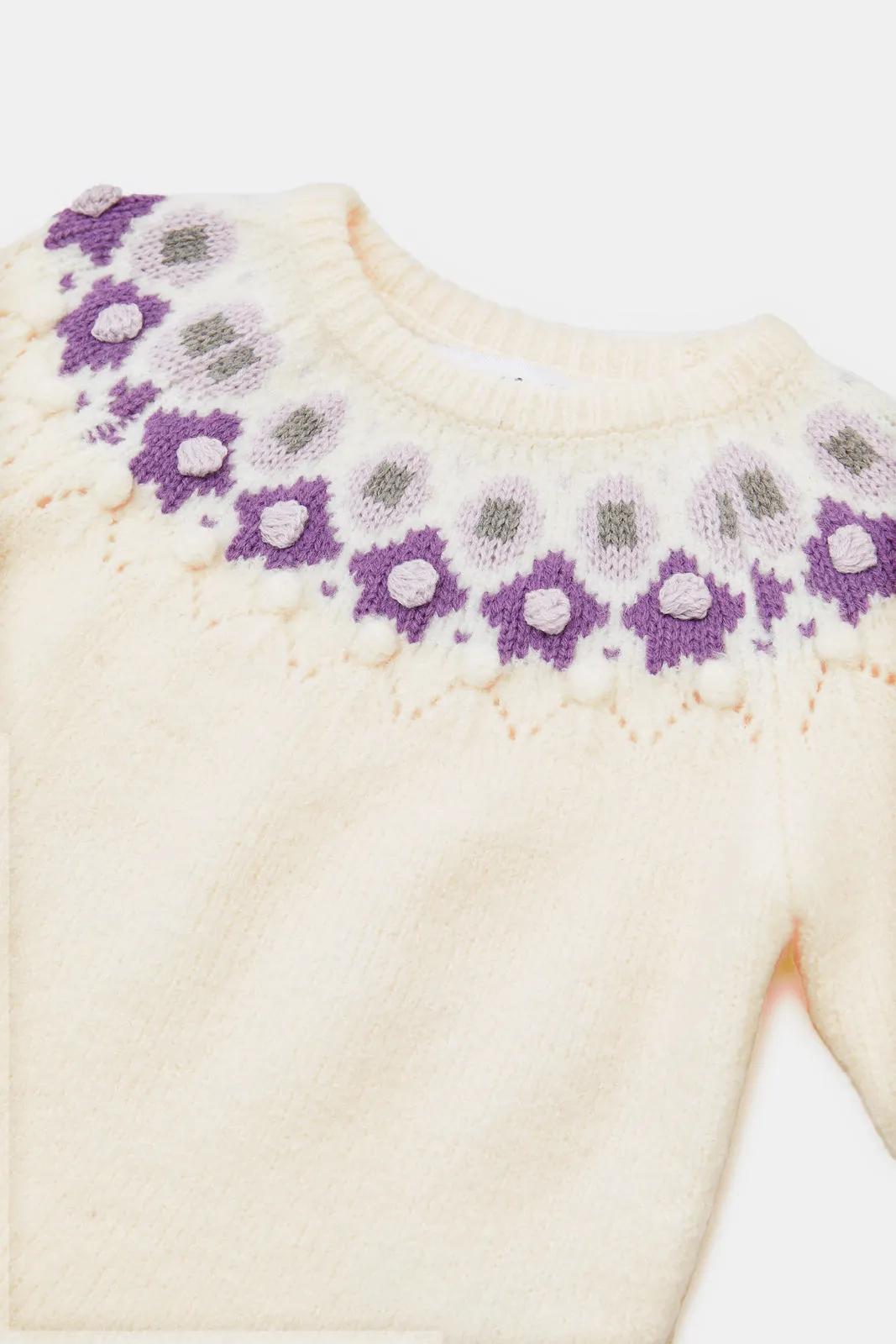 Infant Girls Cream Knitted Pullover