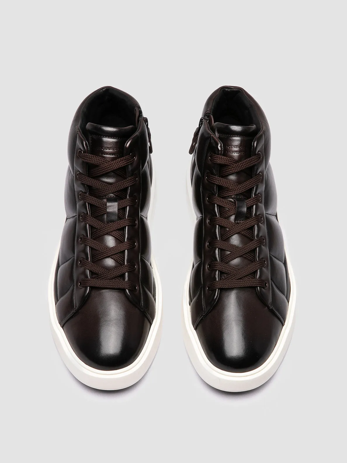 LEISURE 002 - Brown Leather High Top Sneakers