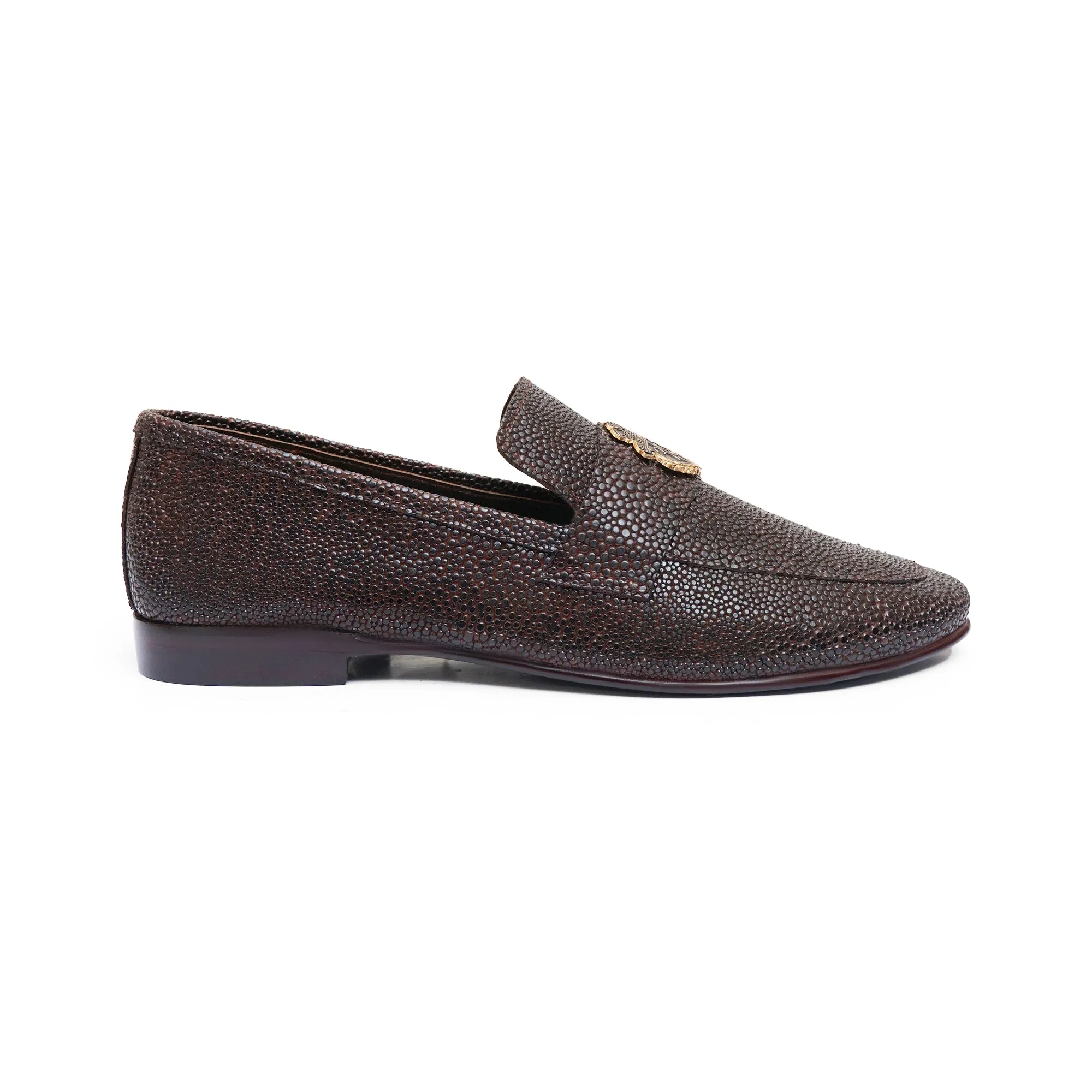 LS Pure Leather Brown Crown Formal Shoes S-0402