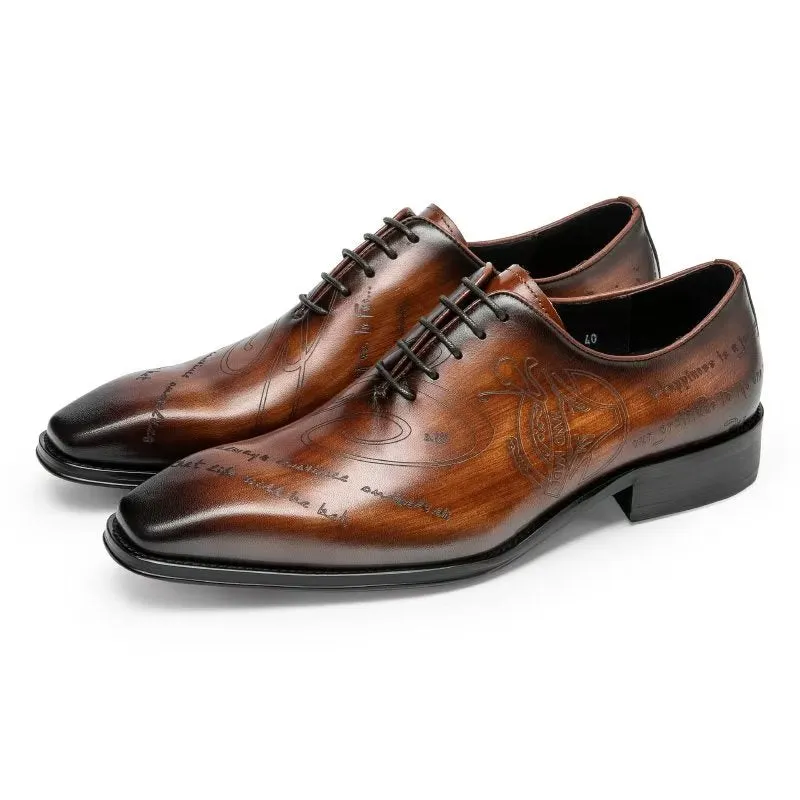 LuxeLeather Exotic Texture Oxford Dress Shoes