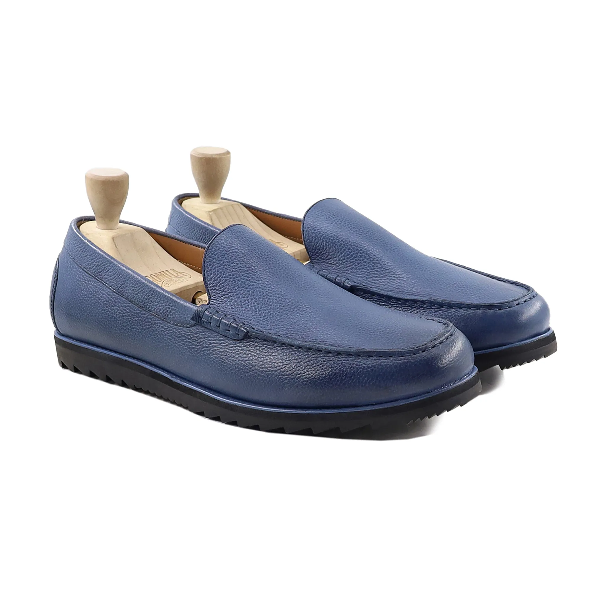 Meghan - Men's Blue Pebble Grain Leather Loafer