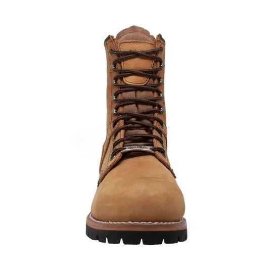 Men's 9" Brown Steel Toe Logger Leather Boots