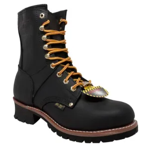 Men's 9" Steel Toe Logger Black Leather Boots