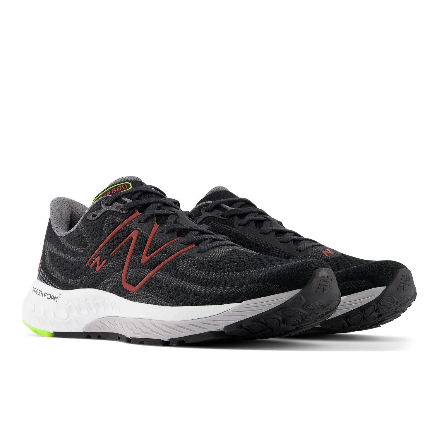 Men's New Balance Fresh Foam X 880v13 Color: Black with Brick Red