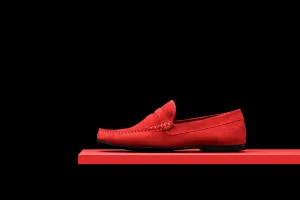 Mens Red Suede Driving Loafers