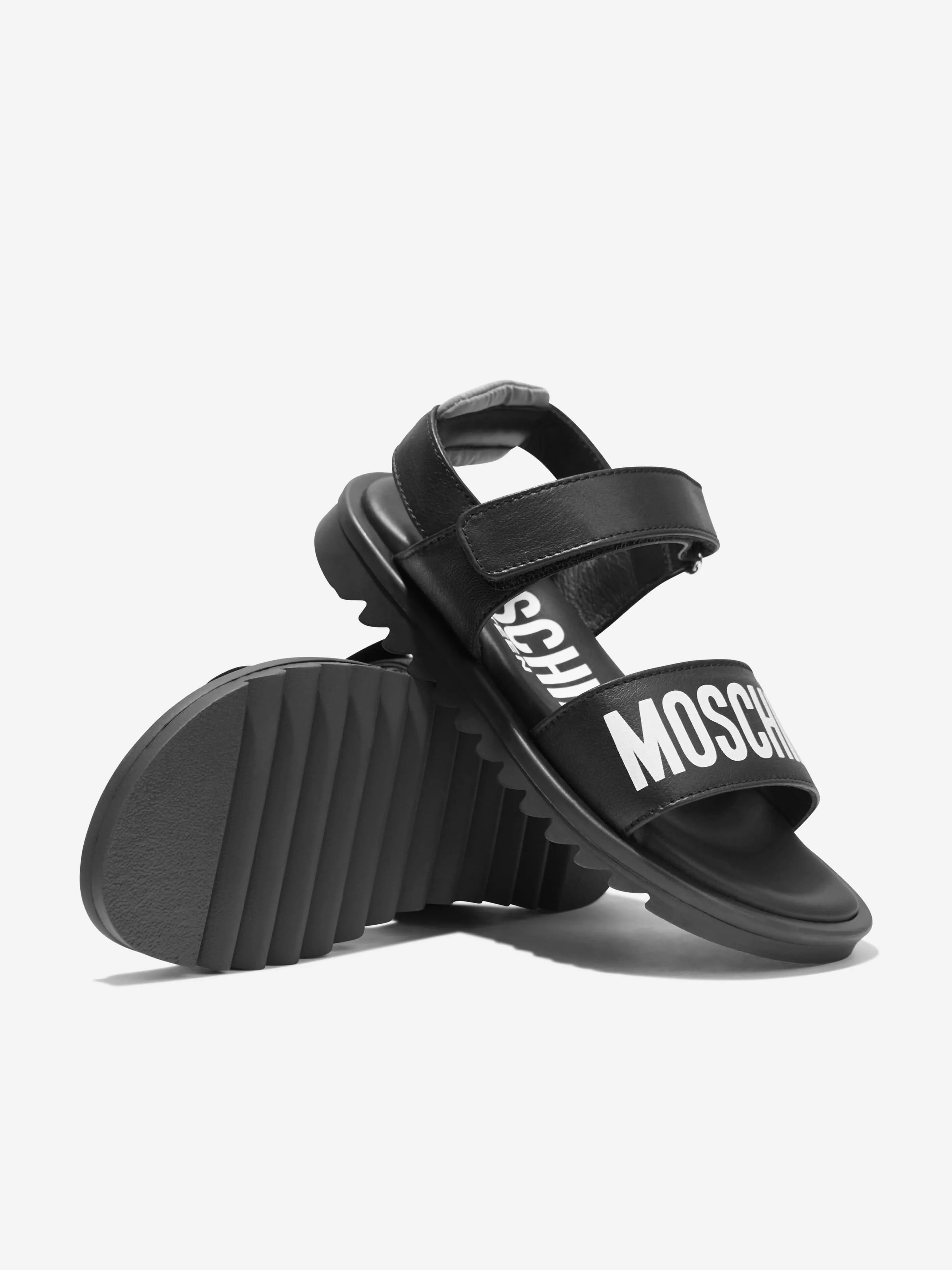 Moschino Boys Maxi Logo Sandals in Black