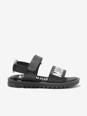 Moschino Boys Maxi Logo Sandals in Black