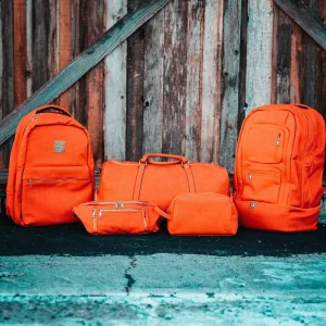 Orange Tumbled Leather 3 Bag Set