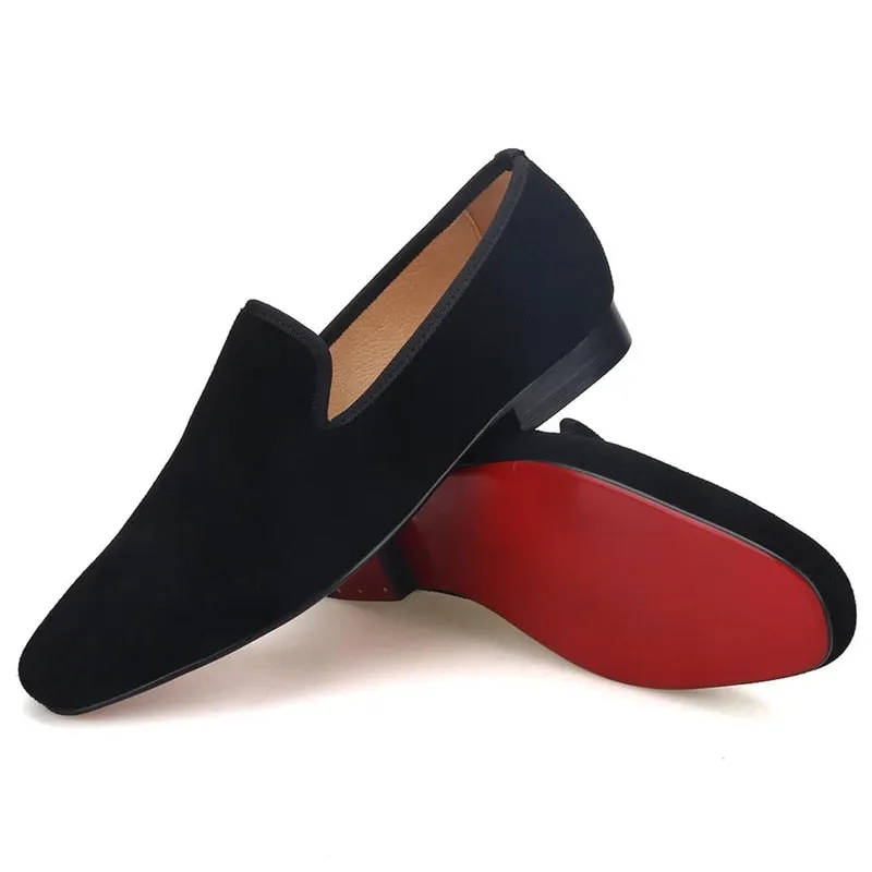 Pointed Toe Solid Suede Leather Loafers