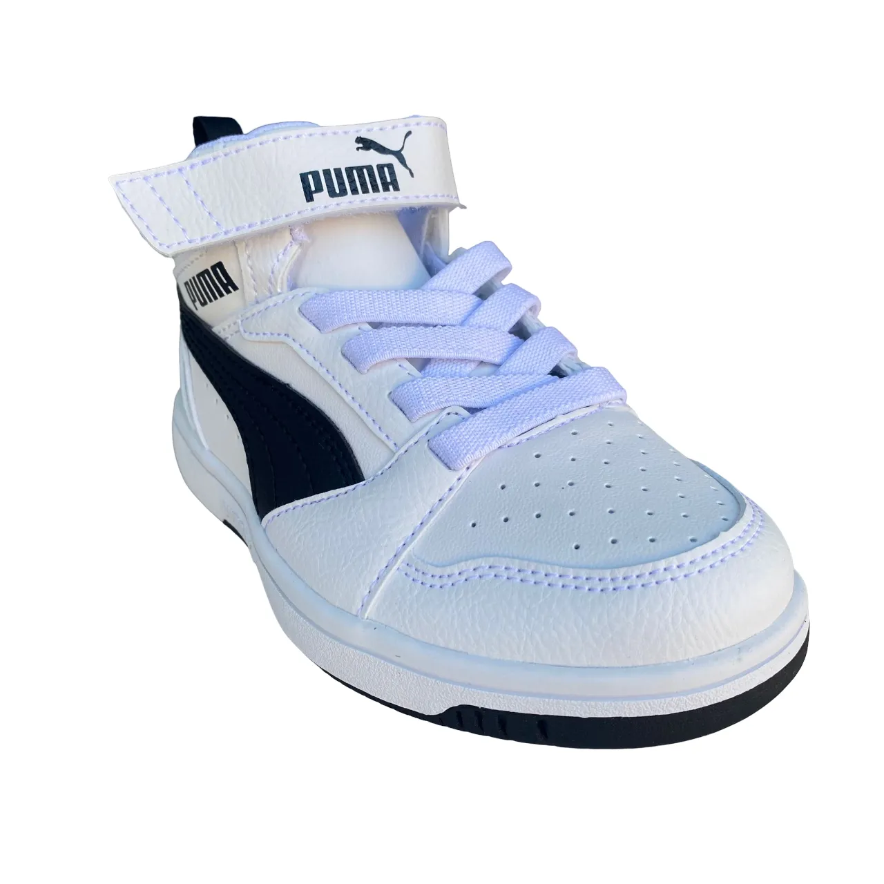 Puma Rebound V6 Mid children's sneakers shoe 393832 02 white-black