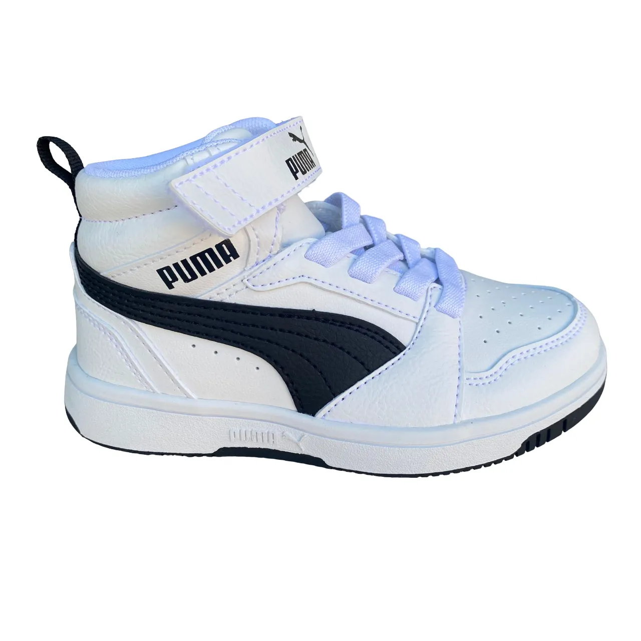 Puma Rebound V6 Mid children's sneakers shoe 393832 02 white-black