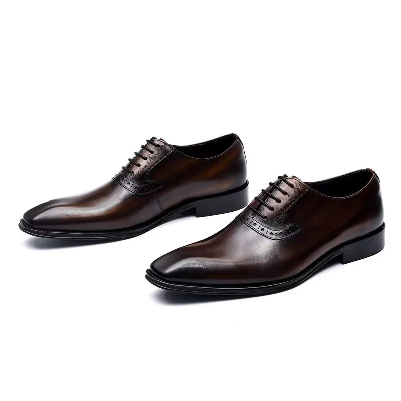 Refined Leather Lace-Up Oxford Dress Shoes