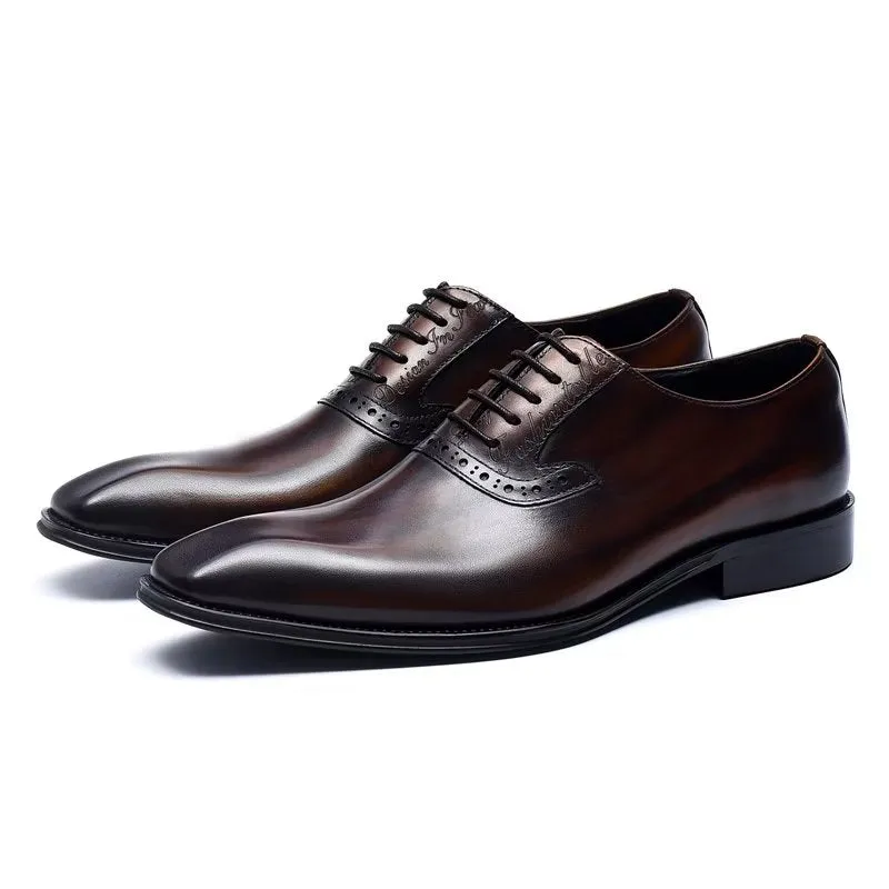 Refined Leather Lace-Up Oxford Dress Shoes