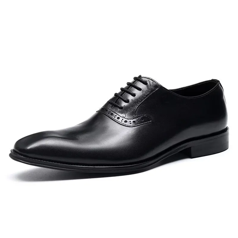 Refined Leather Lace-Up Oxford Dress Shoes