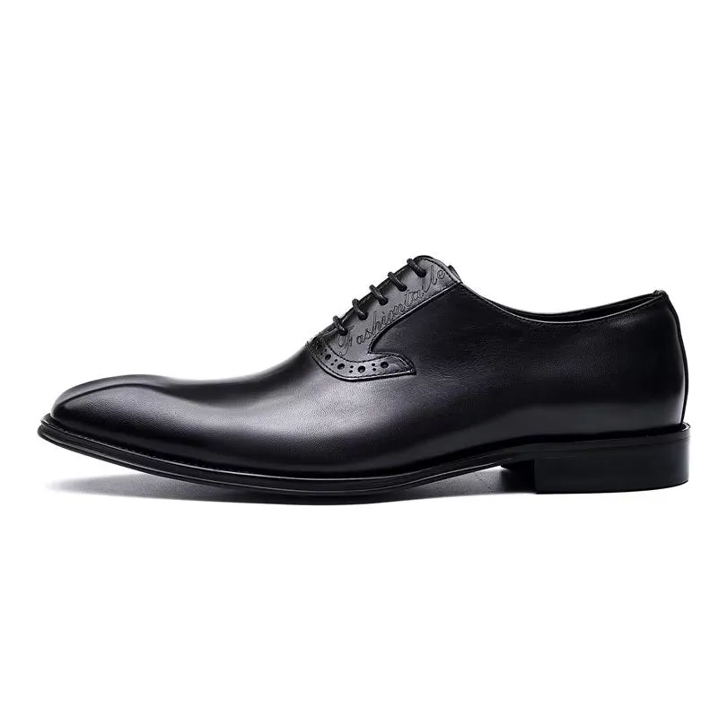 Refined Leather Lace-Up Oxford Dress Shoes