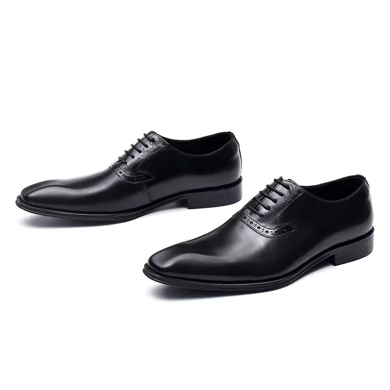 Refined Leather Lace-Up Oxford Dress Shoes