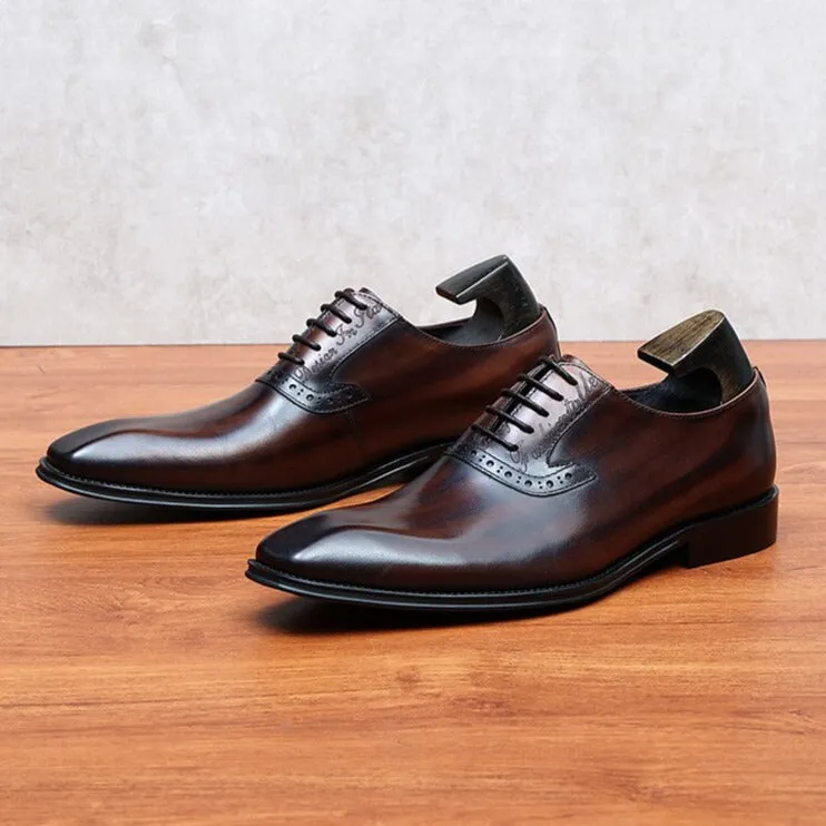 Refined Leather Lace-Up Oxford Dress Shoes